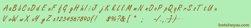 FreestyleScriptNormal-Schriftart – Braune Schriften auf grünem Hintergrund