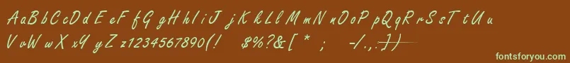 フォントFreestyleScriptNormal – 緑色の文字が茶色の背景にあります。