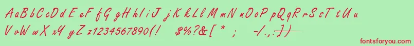 フォントFreestyleScriptNormal – 赤い文字の緑の背景