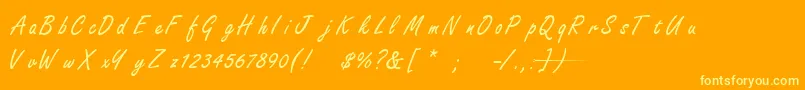 FreestyleScriptNormal-Schriftart – Gelbe Schriften auf orangefarbenem Hintergrund