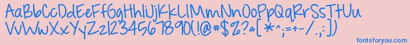 Kgfeeling22 Font – Blue Fonts on Pink Background