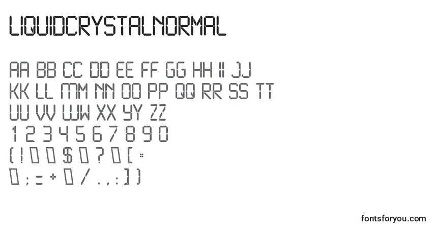 A fonte LiquidcrystalNormal (73356) – alfabeto, números, caracteres especiais