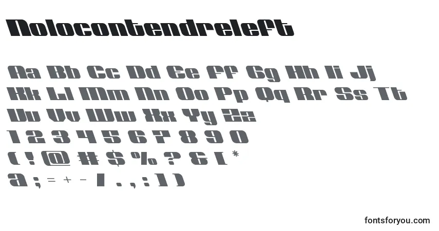Czcionka Nolocontendreleft – alfabet, cyfry, specjalne znaki
