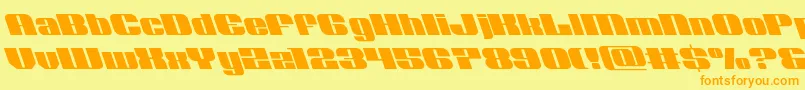 Weitere Informationen zur Nolocontendreleft-Schriftart Nolocontendreleft-Schriftart – Orangefarbene Schriften auf gelbem Hintergrund