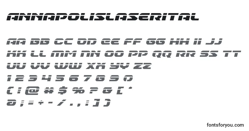 Schriftart Annapolislaserital – Alphabet, Zahlen, spezielle Symbole