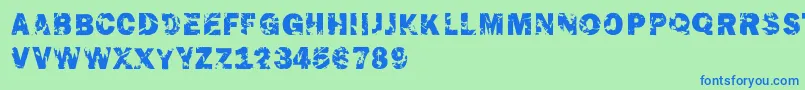 フォントTheendfontrf – 青い文字は緑の背景です。