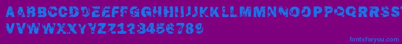 Theendfontrf-Schriftart – Blaue Schriften auf violettem Hintergrund