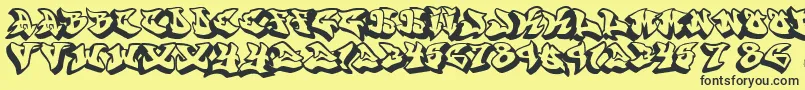 Шрифт Graffonti.3D.Drop.Fontvir.Us – чёрные шрифты на жёлтом фоне