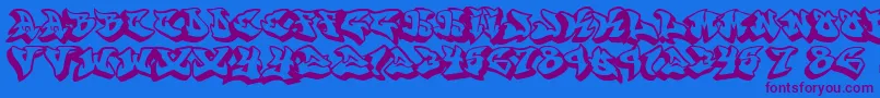 Czcionka Graffonti.3D.Drop.Fontvir.Us – fioletowe czcionki na niebieskim tle