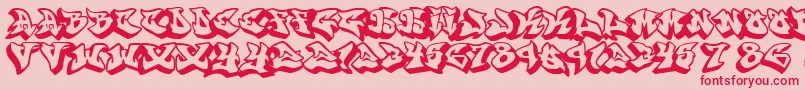 Шрифт Graffonti.3D.Drop.Fontvir.Us – красные шрифты на розовом фоне