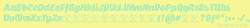 Capricascriptpersonaluse-Schriftart – Grüne Schriften auf gelbem Hintergrund