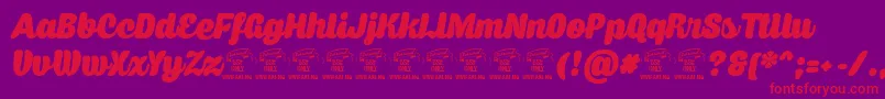 Capricascriptpersonaluse-Schriftart – Rote Schriften auf violettem Hintergrund