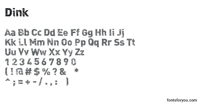 Schriftart Dink – Alphabet, Zahlen, spezielle Symbole