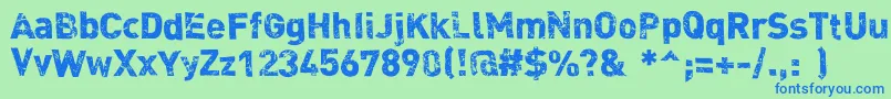 Dink Font – Blue Fonts on Green Background