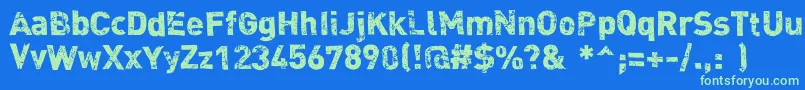 Dink-Schriftart – Grüne Schriften auf blauem Hintergrund