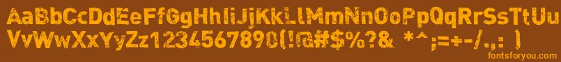 Dink-Schriftart – Orangefarbene Schriften auf braunem Hintergrund