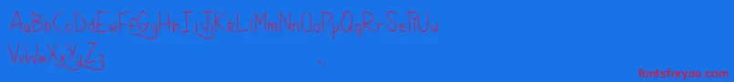 KellyBrush-Schriftart – Rote Schriften auf blauem Hintergrund