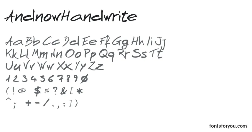 Schriftart AndnowHandwrite (73369) – Alphabet, Zahlen, spezielle Symbole