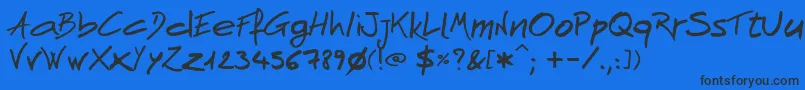 Шрифт AndnowHandwrite – чёрные шрифты на синем фоне