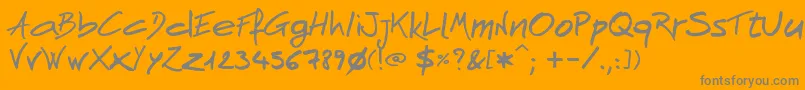 Fonte AndnowHandwrite – fontes cinzas em um fundo laranja