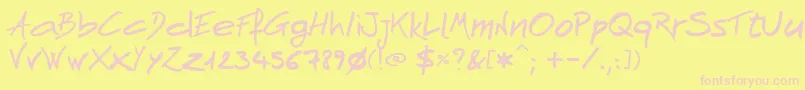 AndnowHandwrite Font – Pink Fonts on Yellow Background