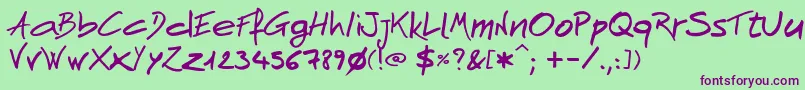 AndnowHandwrite Font – Purple Fonts on Green Background