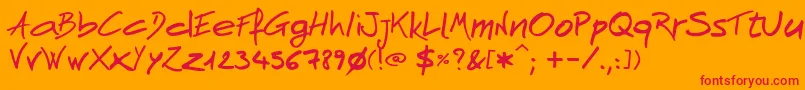 フォントAndnowHandwrite – オレンジの背景に赤い文字