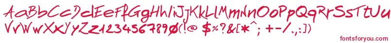 AndnowHandwrite-fontti – punaiset fontit valkoisella taustalla