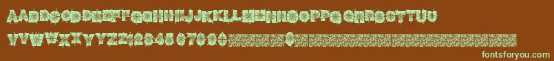 Winterdecor-fontti – vihreät fontit ruskealla taustalla