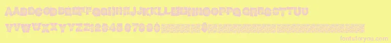 Winterdecor-fontti – vaaleanpunaiset fontit keltaisella taustalla