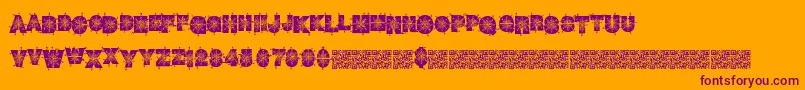 Winterdecor-Schriftart – Violette Schriften auf orangefarbenem Hintergrund