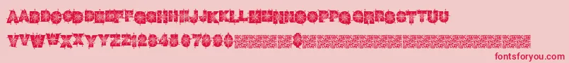 Fonte Winterdecor – fontes vermelhas em um fundo rosa
