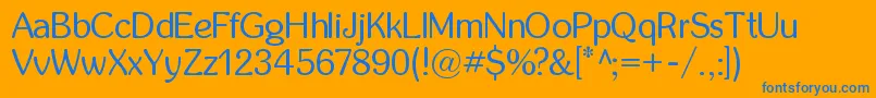 フォントInglobal – オレンジの背景に青い文字
