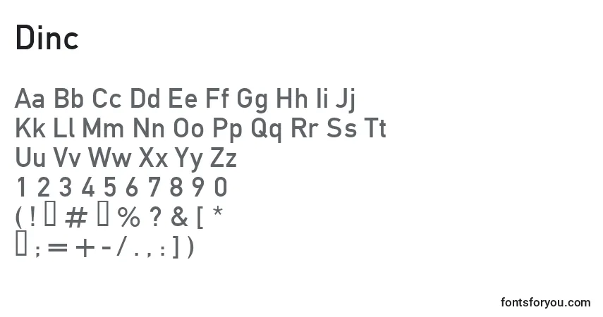 Шрифт Dinc – алфавит, цифры, специальные символы