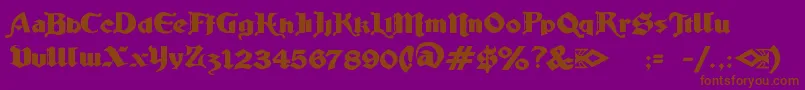 LudlowStrongAle-Schriftart – Braune Schriften auf violettem Hintergrund