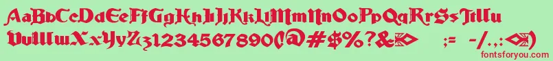 Czcionka LudlowStrongAle – czerwone czcionki na zielonym tle