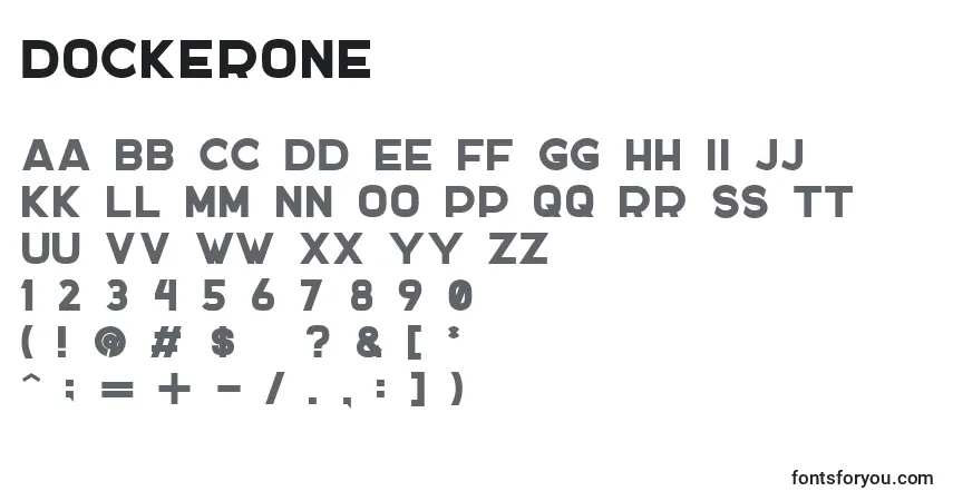 Czcionka DockerOne – alfabet, cyfry, specjalne znaki