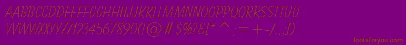 BalloonLightTl-Schriftart – Braune Schriften auf violettem Hintergrund