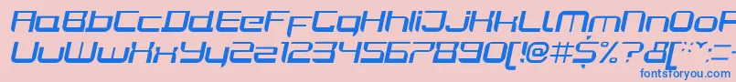 JoyriderItalic-Schriftart – Blaue Schriften auf rosa Hintergrund