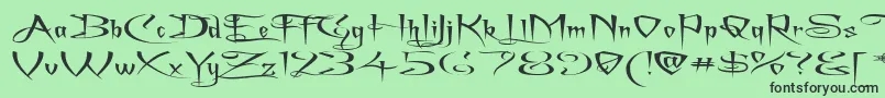 フォントAchafsex – 緑の背景に黒い文字
