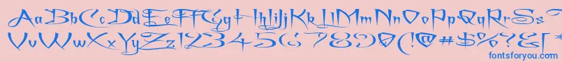 Achafsex-Schriftart – Blaue Schriften auf rosa Hintergrund