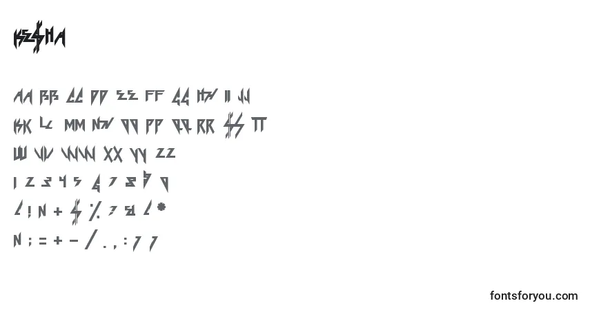 Czcionka Ke$Ha – alfabet, cyfry, specjalne znaki