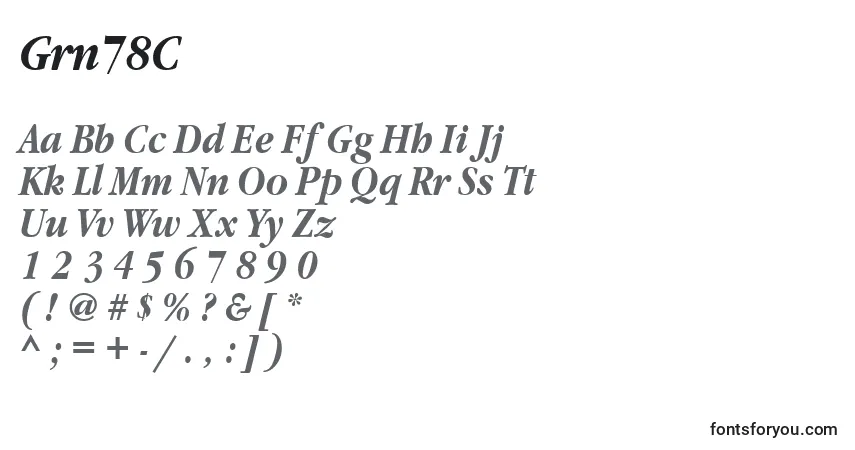 A fonte Grn78C – alfabeto, números, caracteres especiais