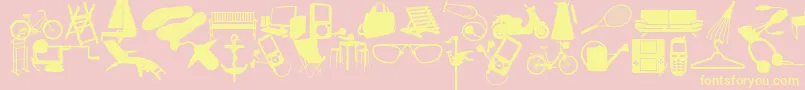 WcSoldOutDBta-Schriftart – Gelbe Schriften auf rosa Hintergrund