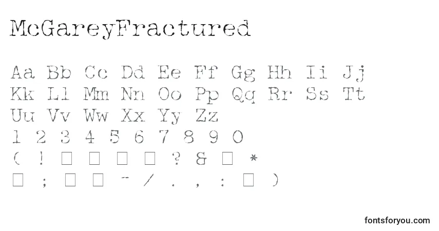 Czcionka McGareyFractured – alfabet, cyfry, specjalne znaki