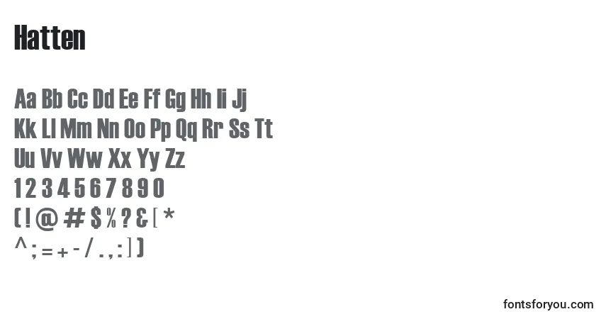 Шрифт Hatten – алфавит, цифры, специальные символы
