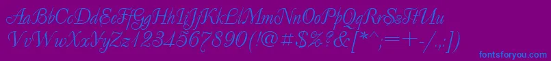 DecorcttRegular-Schriftart – Blaue Schriften auf violettem Hintergrund