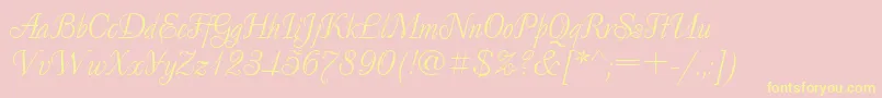 DecorcttRegular-Schriftart – Gelbe Schriften auf rosa Hintergrund