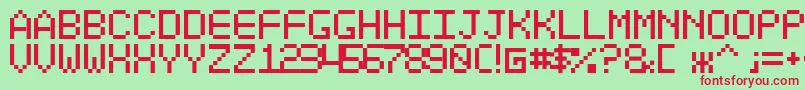 Optiate-Schriftart – Rote Schriften auf grünem Hintergrund