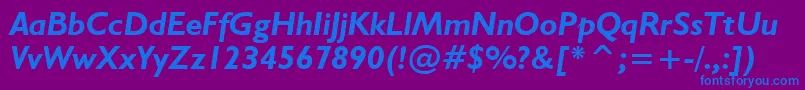 Humanist521BoldItalicBt Font – Blue Fonts on Purple Background